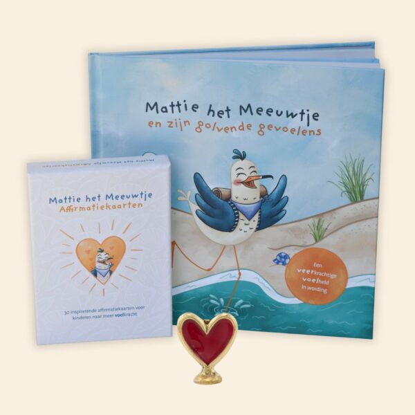 Prentenboek & Affirmatiekaarten voor Kinderen met Affirmatiekaart Houder - Mattie het Meeuwtje